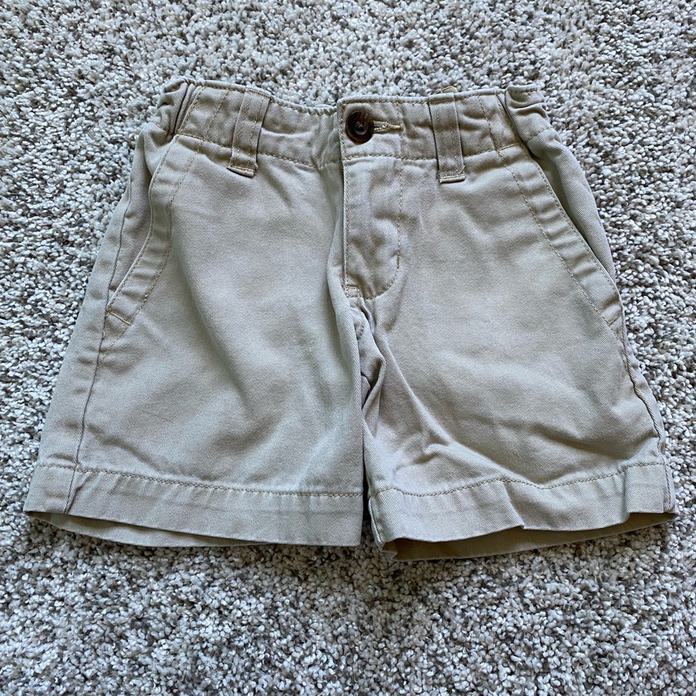 Chaps khaki shorts with front button. Boys size 2T.